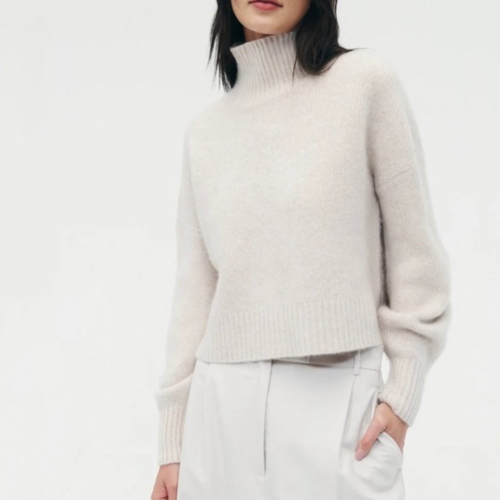 Naadam Luxe Cashmere Oversized Turtleneck, oatmeal, Medium